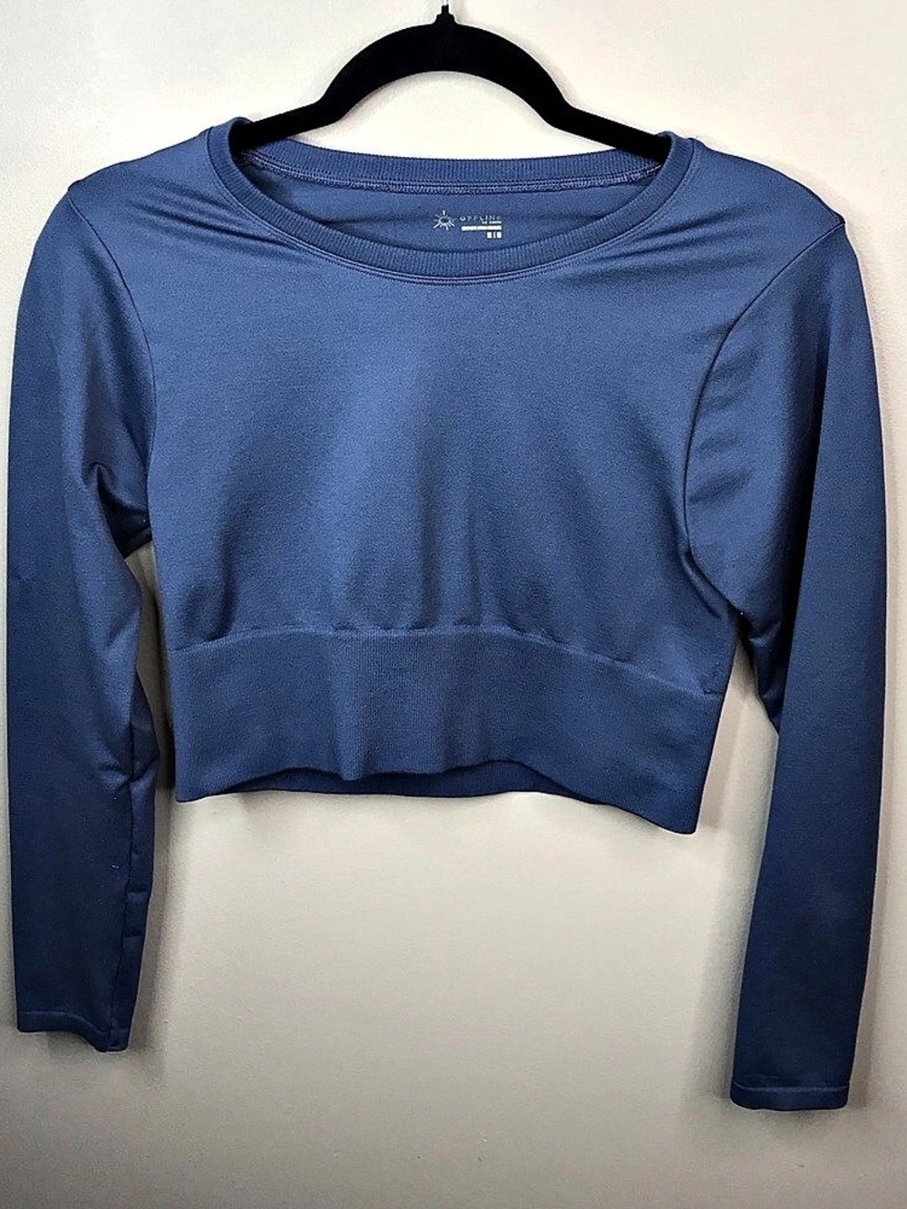 OFFLINE by Aerie Sidewalk Seamless Long Sleeve Crop Top Blue Sz Medium Like New